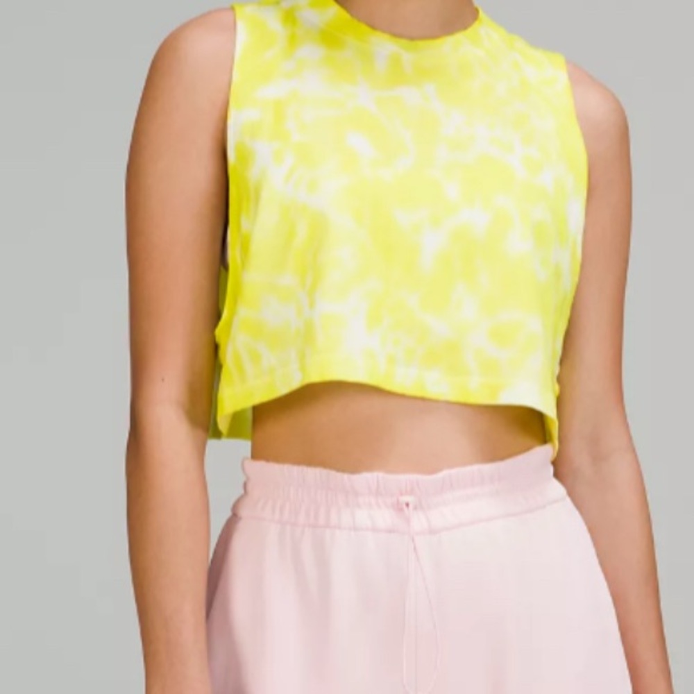Lululemon Yellow Tie-Dye Sleeveless Crop Top
